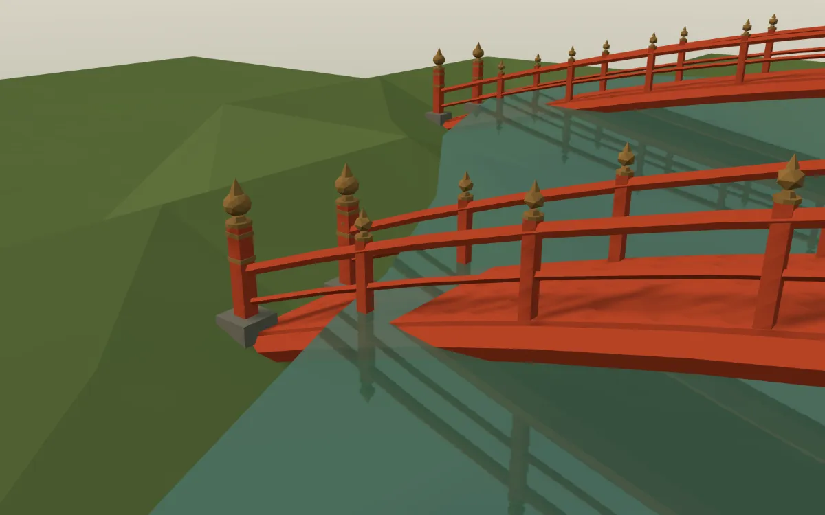 Moss Pond Garden drum bridge view