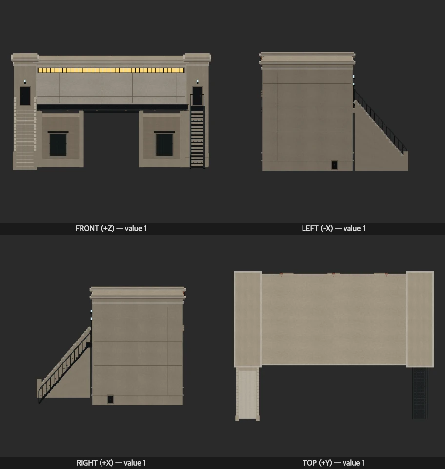 The House of Borrowed Depth model elevations